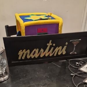 Black Martini Sign with Gold Lettering metal